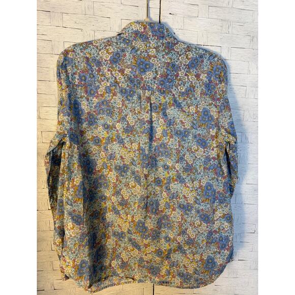 Folk women’s blouse button up 100% cotton floral whimsical colorful cottagecore - Picture 2 of 10